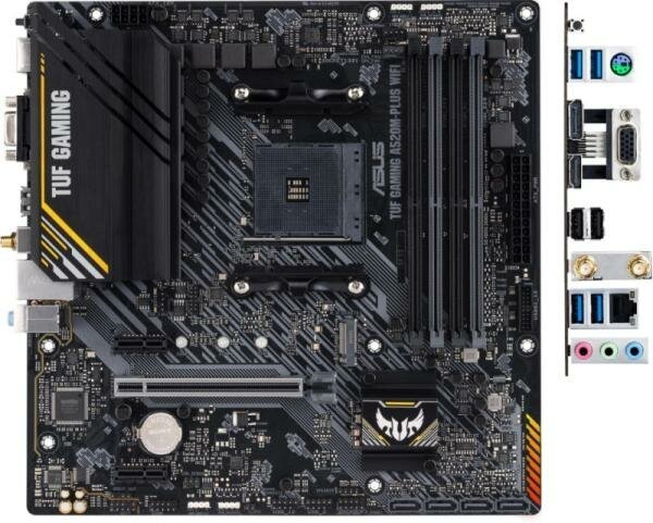 Материнская плата ASUS TUF GAMING A520M-PLUS WIFI Socket AM4 AMD A520 4xDDR4 1xPCI-E 16x 2xPCI-E 1x 4xSATA III mATX Retail