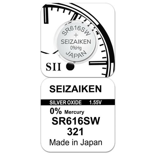 Батарейка SEIZAIKEN 321 (SR616SW) Silver Oxide 1.55V (1 шт) батарейка seizaiken 329 sr731sw silver oxide 1 55v