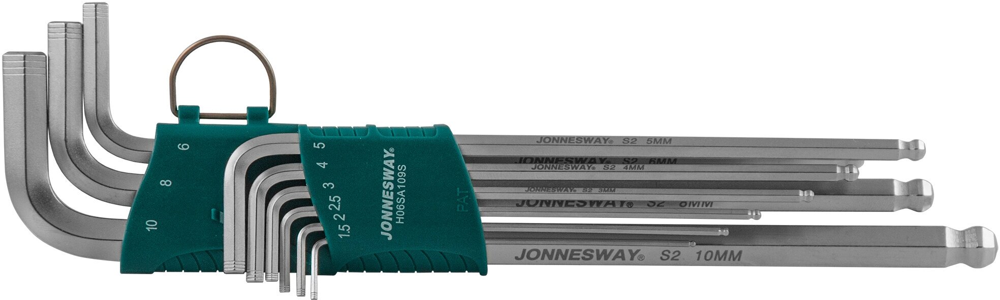 Набор торцевых шестигранных ключей extra long с шаром 1,5-10 мм. 9 предметов Jonnesway H06SA109S