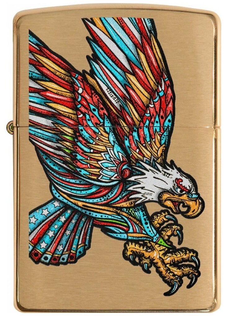 Оригинальная бензиновая зажигалка ZIPPO Classic 49667 Tattoo Eagle Design с покрытием Brushed Brass - Орел