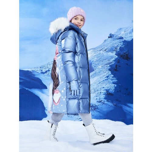 Куртка Laddobbo зимняя, удлиненная, размер 158, голубой