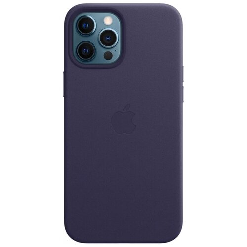 фото Панель-накладка apple leather case with magsafe deep violet для iphone 12 pro max