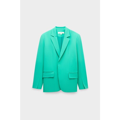 Пиджак TATMU, средней длины, силуэт свободный, размер S, зеленый