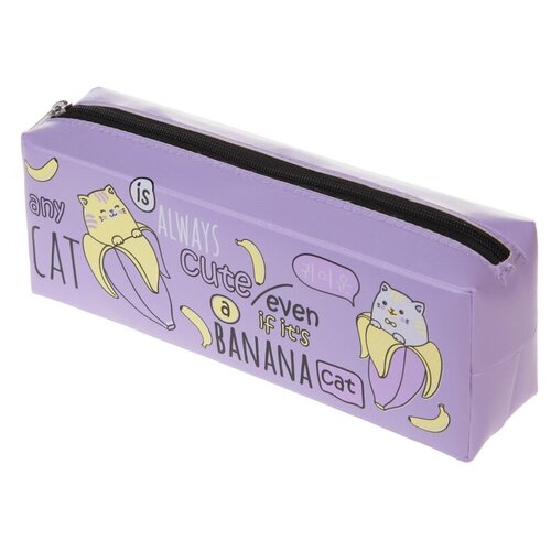 Пенал Hatber Banana-cat 210х80х48мм на молнии мягкий, NPn_55308 , 1 шт. cat no banana