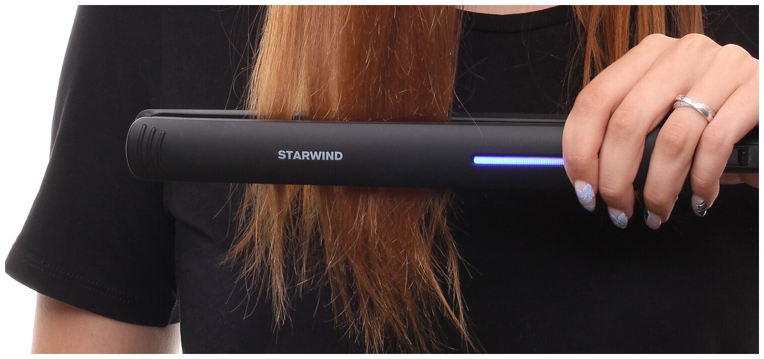 Выпрямитель для волос STARWIND , черный - фото №7