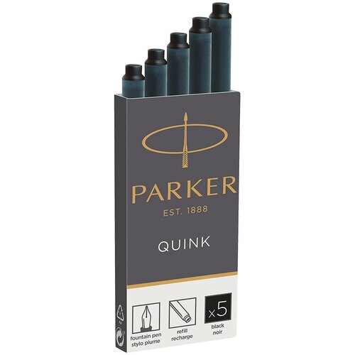 Картриджи чернильные Parker Cartridge Quink черные, 5шт, картонная коробка