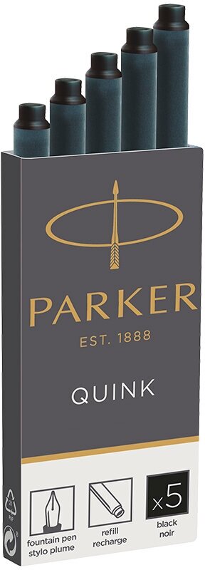 Картриджи чернильные Parker "Cartridge Quink" черные, 5шт, картонная коробка