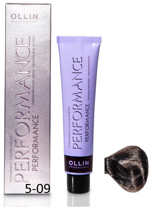 OLLIN Professional Performance перманентная крем-краска для волос, 5/09 светлый шатен прозрачно-зеленый, 60 мл