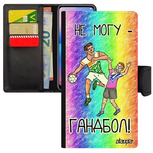 фото Чехол-книжка для мобильного apple iphone se 2020, "не могу - у меня гандбол!" игра комикс utaupia