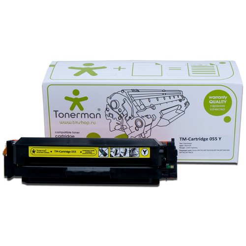 Tonerman Картридж Tonerman TM-Cartridge 055 Y без чипа, 2100 стр, желтый картридж tonerman картридж tonerman tm cartridge 055 bk без чипа 2300 стр черный