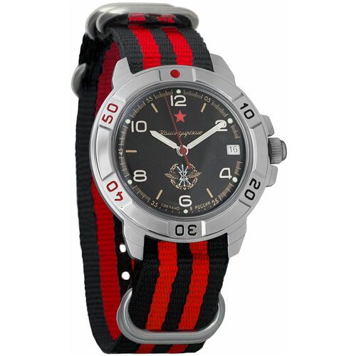 Наручные часы Восток Командирские, красный наручные часы восток командирские механические командирские 439639 black red красный