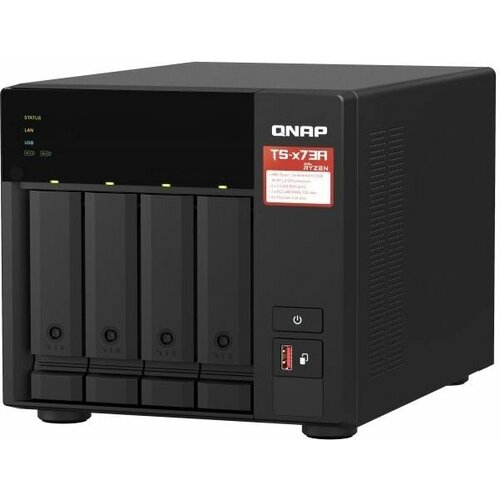 Qnap Дисковый массив TS-473A-8G Сетевое хранилище NAS 4-bay настольный Ryzen V1500B qnap дисковый массив ts 473a 8g сетевое хранилище nas 4 bay настольный ryzen v1500b