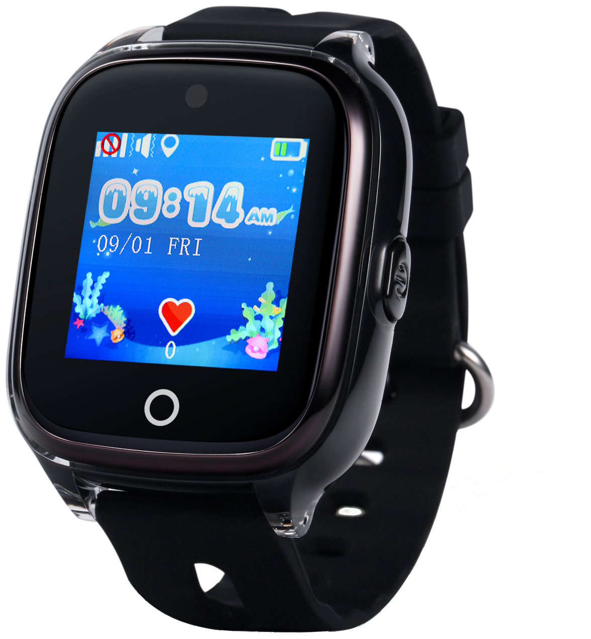 Умные часы для детей Wonlex Smart Baby Watch KT01 (2G) с сим картой, функцией телефона, GPS трекером, камерой, кнопкой SOS и вибровызовом. Черный