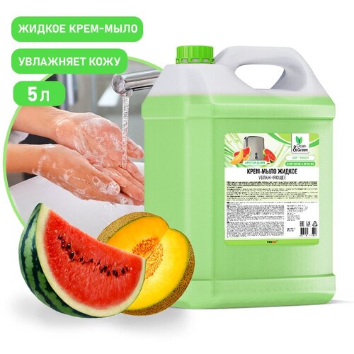 Крем-мыло жидкое Soapy арбуз и дыня увлажняющее 5 л. Clean&Green CG8149