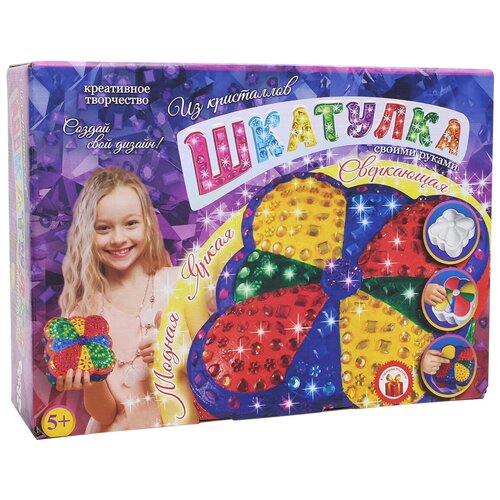 фото Danko toys набор креативного творчества шкатулка из кристаллов своими руками цветок (shk-01-03)