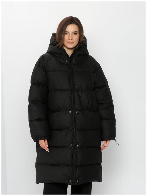 Куртка  Gerry Weber, демисезон/зима, удлиненная, силуэт прямой, стеганая, капюшон, карманы, размер XL