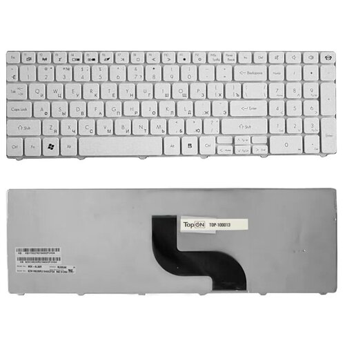 Клавиатура для ноутбука Packard Bell TM86, TX86, NEW90, PEW91 Series. Плоский Enter. Белая, без рамки. PN: MP-09B23SU-6981 клавиатура zeepdeep партномер kb i170g 189 для ноутбука packard bell eg70 le11 lm85 lm86