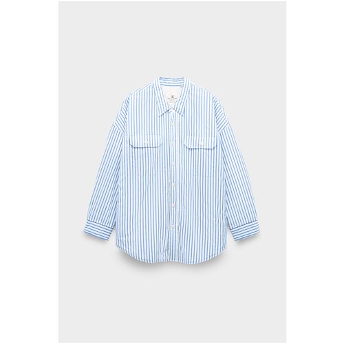 фото Рубашка denimist, повседневный стиль, полуприлегающий силуэт, длинный рукав, подкладка, размер 44, голубой