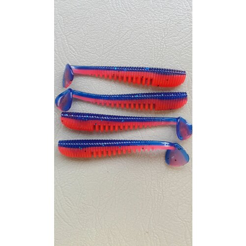 Силиконовая приманка Аваруна (Easy Shad) 89мм (6шт) Фиолетово-красный (Violet-fire).