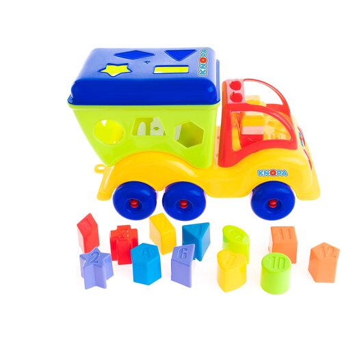 Развивающая игрушка Knopa автомобиль Силач, 12 дет., зеленый/желтый/синий