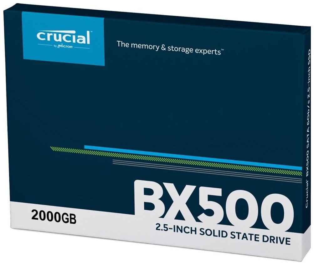 Твердотельный накопитель SSD 2.5 2 Tb Crucial BX500 Read 540Mb/s Write 500Mb/s 3D NAND TLC (CT2000BX500SSD1)