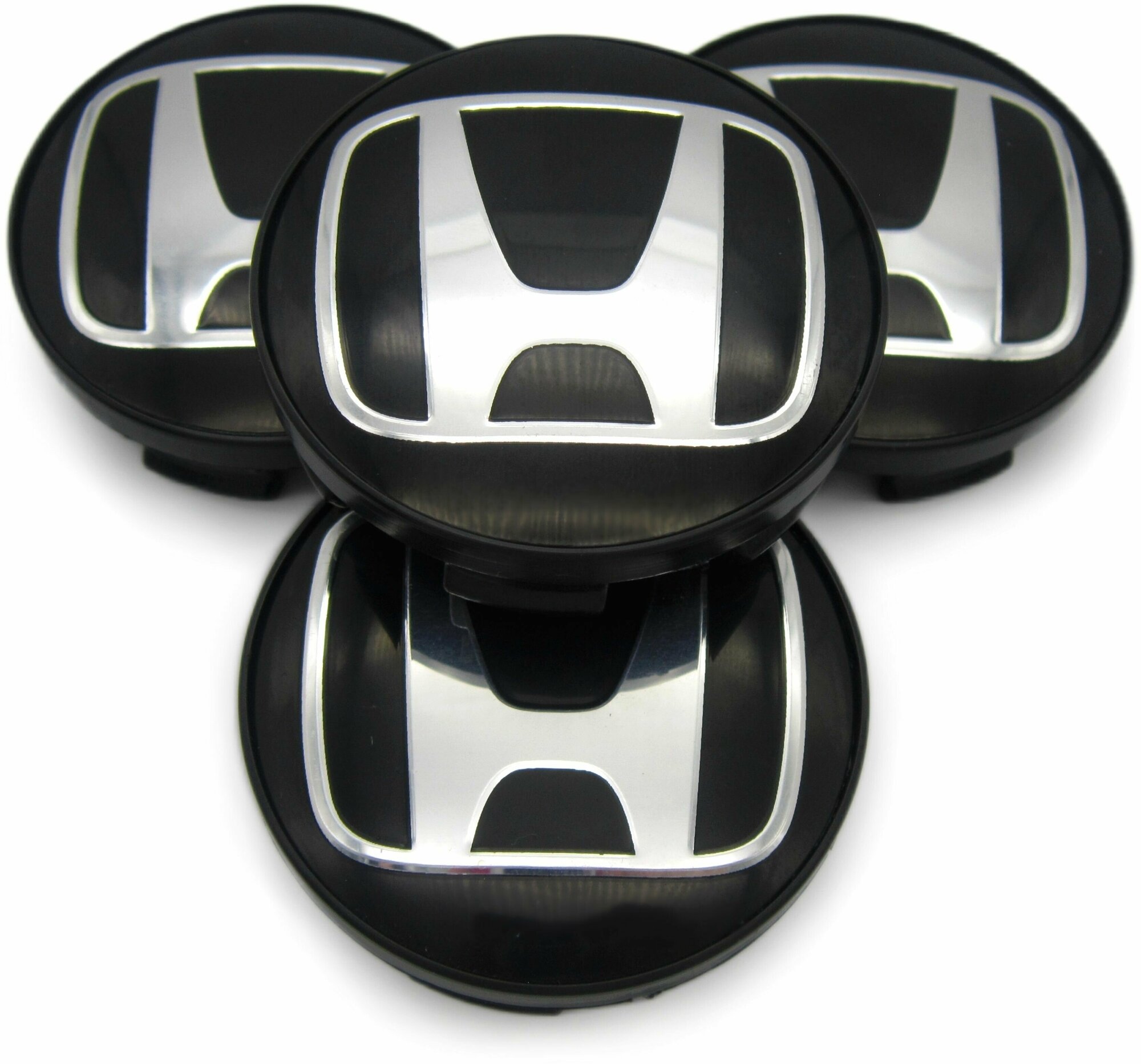 Колпачки, заглушки на литые диски СКАД Хонда черный, 56/51/12 мм, комплект 4 шт.