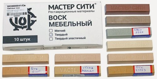 Изображение товара Набор воска мебельного твердого мастер сити, 10 шт, цветной. (Светлые тона)