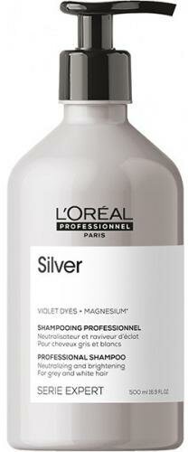 Шампунь L'Oreal Professionnel Serie Expert Silver для нейтрализации желтизны осветленных и седых волос, 500 мл