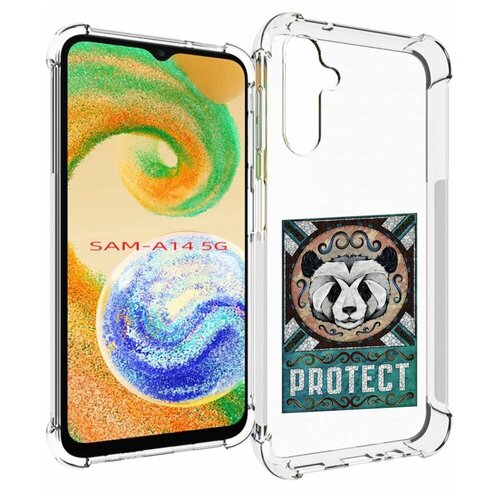 чехол mypads защита панды для samsung galaxy m13 задняя панель накладка бампер Чехол MyPads защита панды для Samsung Galaxy A14 4G/ 5G задняя-панель-накладка-бампер
