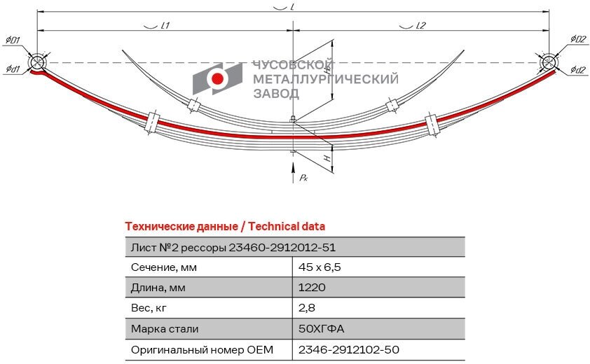 Лист №2 Рессора задняя для ВИС 23460 10 листов