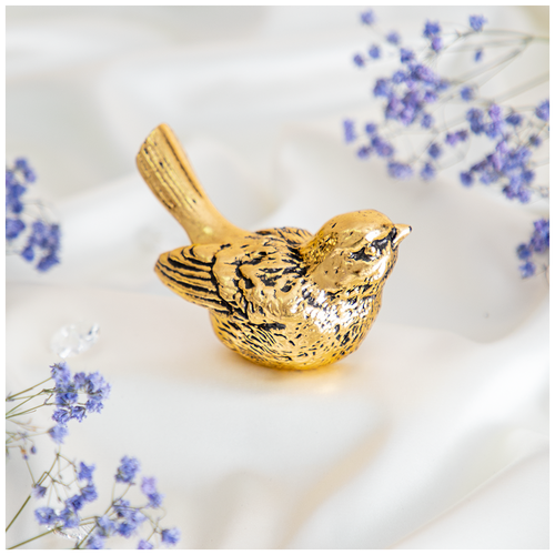 Ручка мебельная фурнитура Bogacho Птичка Терра правая из литьевого мрамора бронзового цвета ручная работа