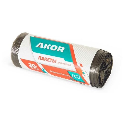 Пакеты для мусора AKOR Био 20л 25шт. черн., арт.201-001 KSPT-И9865