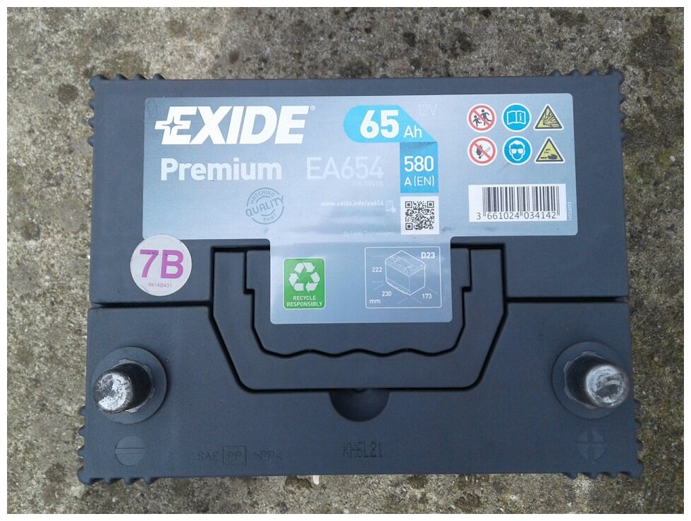 Аккумулятор легковой "EXIDE" Premium 65Ач о/п D23 - фото №4
