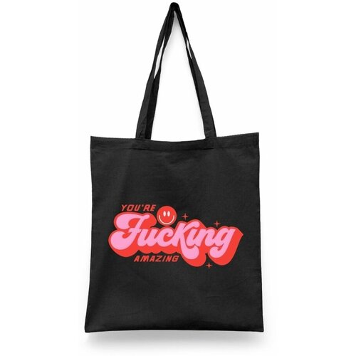 фото Сумка-шоппер унисекс каждому своё "you're amazing/pink" черная