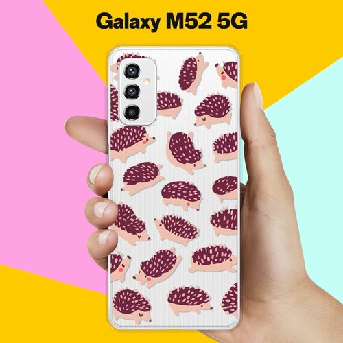 Силиконовый чехол на Samsung Galaxy M52 5G Узор из ежиков / для Самсунг Галакси М52