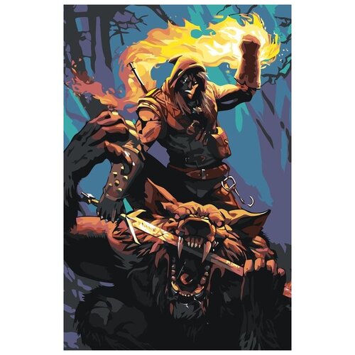 Картина по номерам «Ведьмак в бою», 40x60 см, Живопись по Номерам