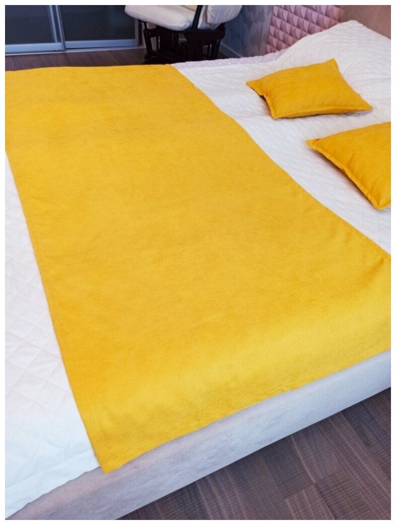Покрывало - дорожка на кровать "Кружева" Канвас 100х200 см, Желтый