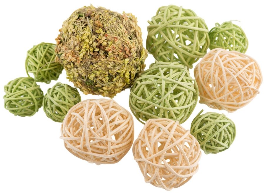 фото Набор шаров для декора "Blumentag" BRS-1 03 из ротанга и высушенной травы