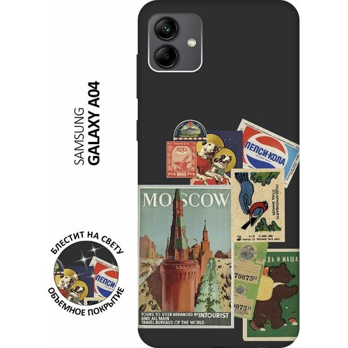 Матовый Soft Touch силиконовый чехол на Samsung Galaxy A04, Самсунг А04 с 3D принтом Soviet Stickers черный матовый soft touch силиконовый чехол на samsung galaxy a04 самсунг а04 с 3d принтом gucci stickers черный