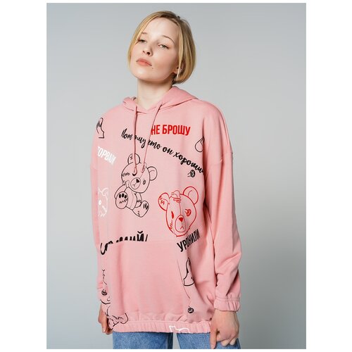 фото Толстовка с капюшоном твое 79041 размер m-l, розовый, women
