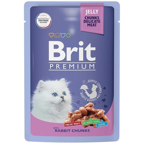 Корм для котят Brit 85г Premium кролик в желе, 12 шт