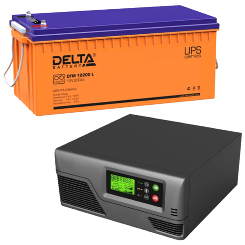 Интерактивный ИБП Ecovolt SMART 812 в комплекте с аккумулятором Delta DTM 12200 L 12V 800Вт/200 А*ч