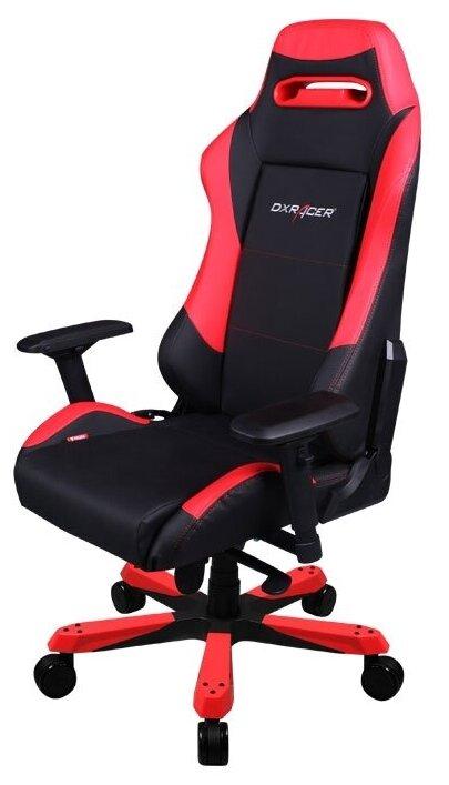 Компьютерное кресло DXRacer Iron OH/IS11 игровое, обивка: искусственная кожа, цвет: черный/красный