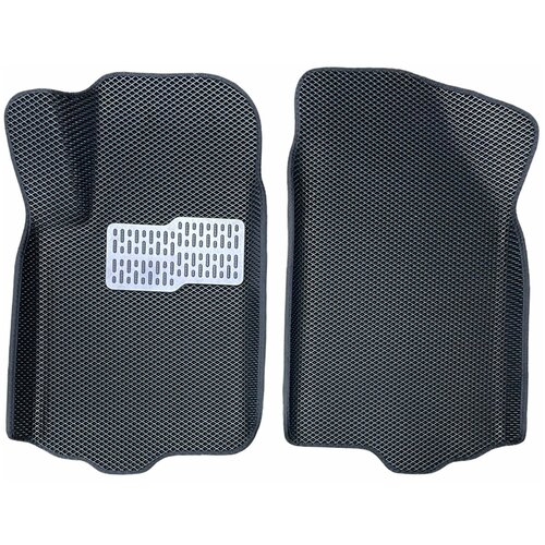 Автомобильные коврики ЕВА EVA ЭВА с бортами 3д 3D / 2 передних коврика для Kia Sorento 4 2020-н. в. / Киа Соренто 4 черный(ромб)-черный / металл подпятник