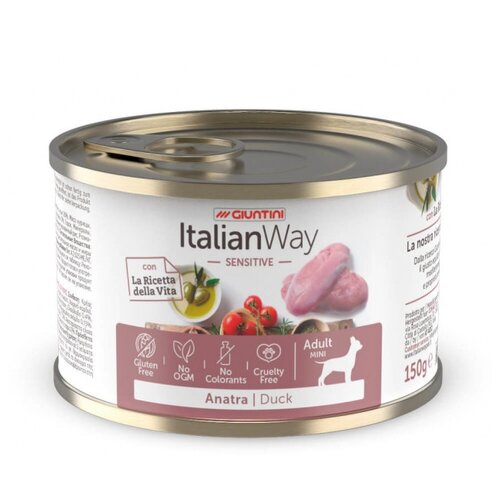 Влажный корм для собак Italian Way при чувствительном пищеварении, утка 1 шт. х 150 г (для мелких пород)