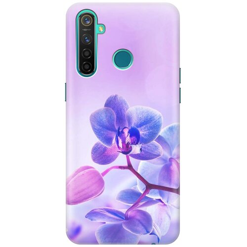 фото Cиликоновый чехол на realme 5 pro / рилми 5 про с принтом "лиловые орхидеи" gosso
