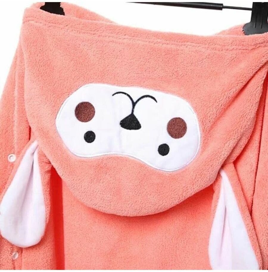 полотенце детское банное с капюшоном Розовый Зайчик - фотография № 8