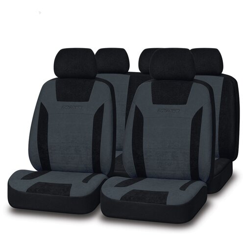 Авточехлы PREMIER PRESIDENT чёрный синий плотный велюр карман 5мм поролон 6 молний 11 предметов 1/5 PR1100