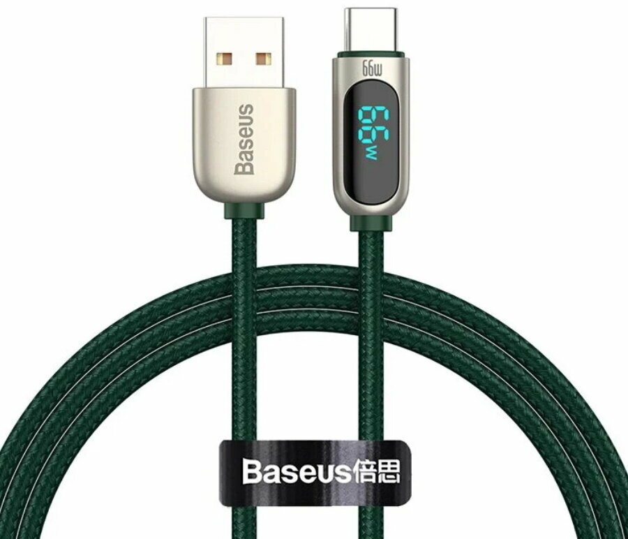 Кабель Baseus Display Fast Charging Data Cable USB to Type-C 66W 2m Green (CASX020106)