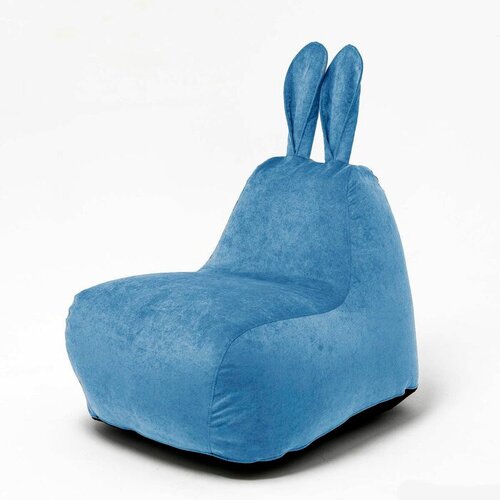 Кресло-мешок «Зайчик», Позитив, велюр мебельный, цвет синий